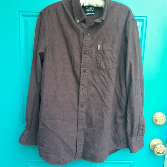 Chaps Flannel Shirt Mens Long Sleeve Solid Color M - Picture 13 of 13